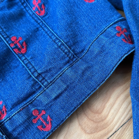 Forever 21 Jean Jacket Youth Girls Size Large Premium Denim with Anchors - Picture 7 of 12